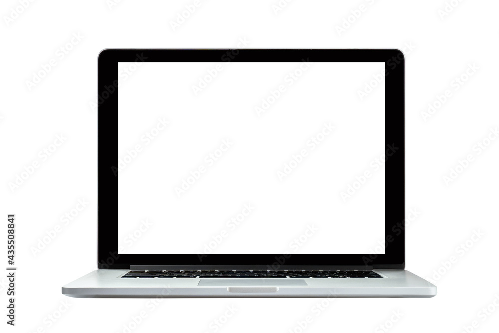 Front view of New generation laptop with blank screen isolated on white background, with clipping path
Front view of New generation laptop with blank screen isolated on white background, with clipping path