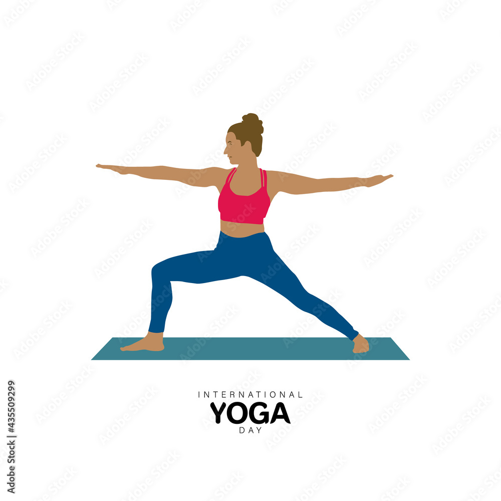 Flat illustration international yoga day isolated on white background