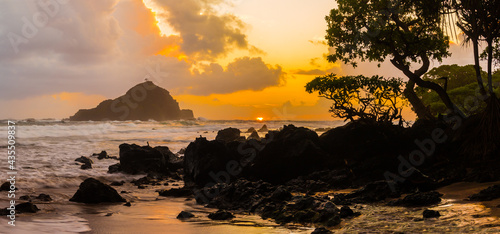 Sunrise at Koki Beach With Alau Island in The Distance, Koki Beach Park, Hana, Maui, Hawaii, USA photo
