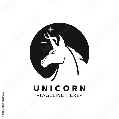 Unicorn logo template Vector illustration