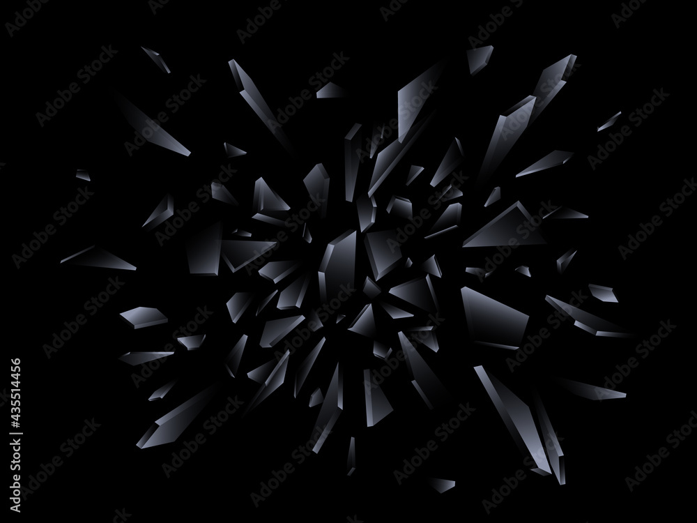 Shards of broken glass. Abstract explosion. Realistic vector background ...