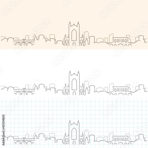 Bath Hand Drawn Profile Skyline