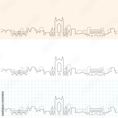 Bath Hand Drawn Profile Skyline