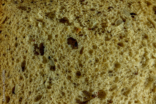 Bread texture in a cut close-up. Background image.