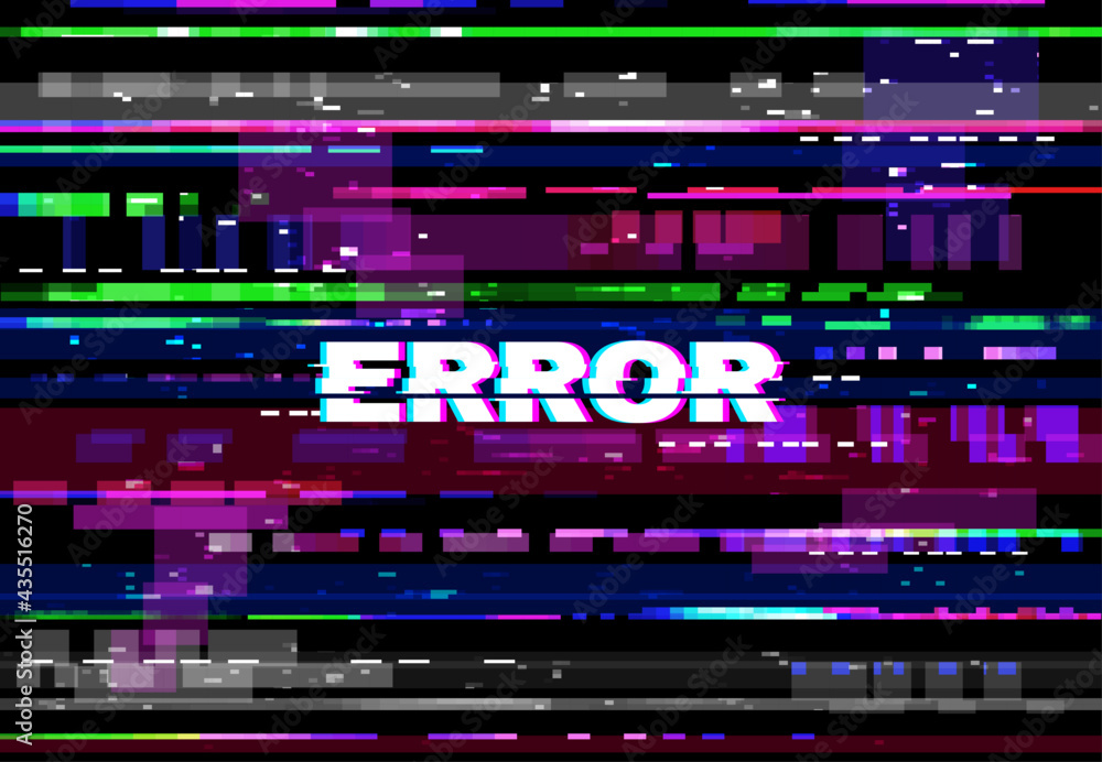 Vecteur Stock Glitch error screen, VHS video problem, color pixels and ...