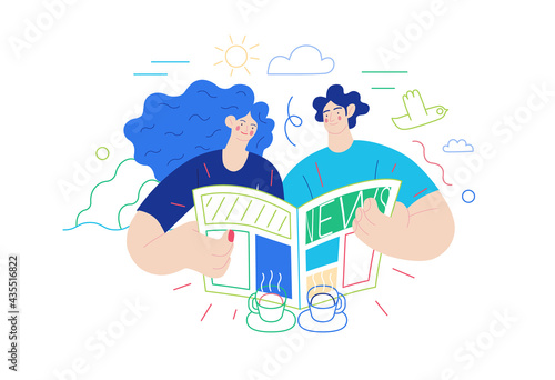 Business topics - the news. Modern flat vector