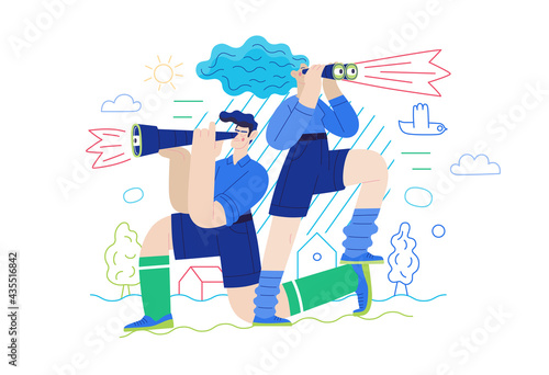 Business topics - the development. Modern flat vector