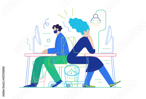 Business topics - office work. Modern flat vector
