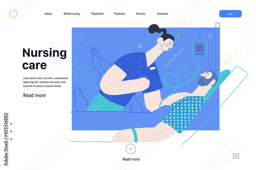 Nursing care - medical insurance illustration. Modern flat vector