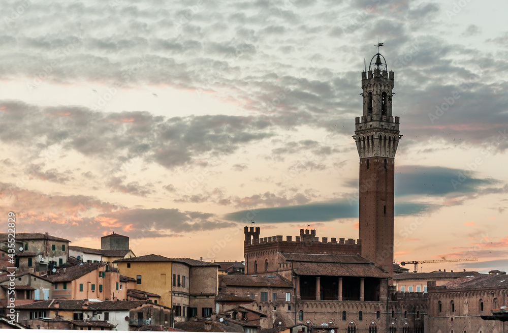 panoramic view of the old city of Siena,