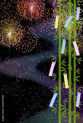 花火　七夕　天の川　背景