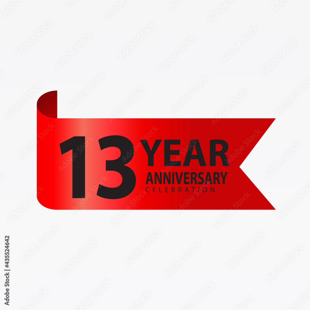 13 Years Anniversary Logo Red Ribbon