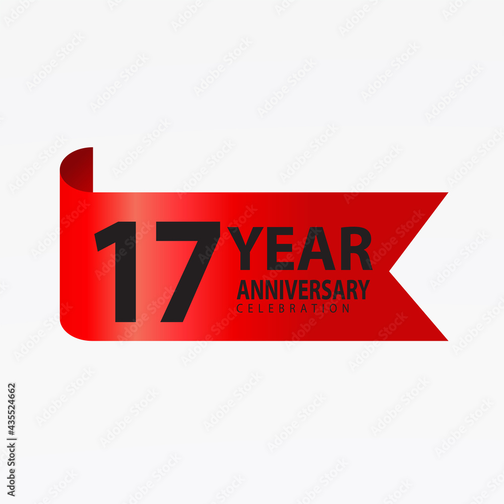 17 Years Anniversary Logo Red Ribbon