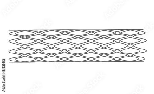 Endovascular metal Stent illustration. Expanded stent