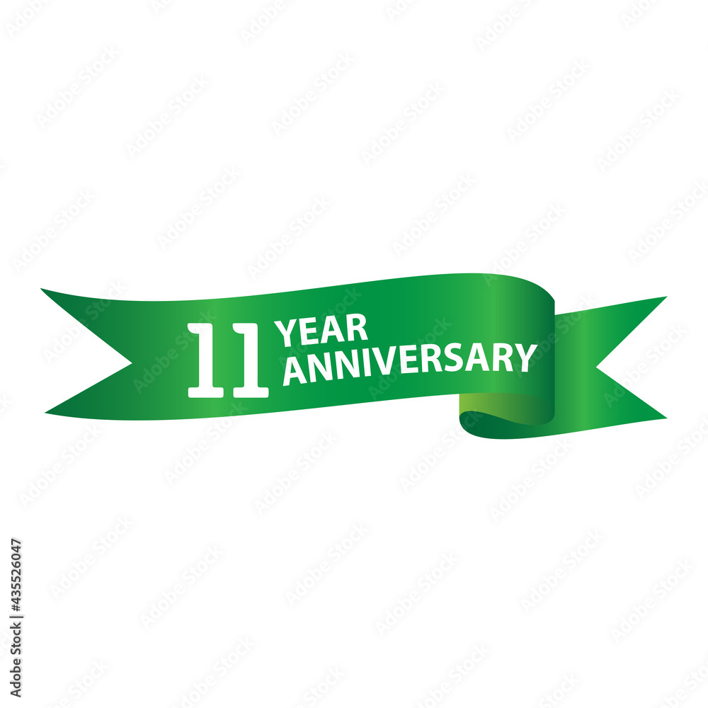 11 Years Anniversary Logo Green Ribbon