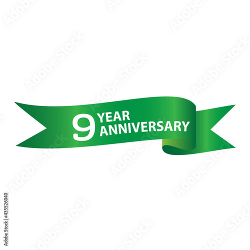 9 Years Anniversary Logo Green Ribbon