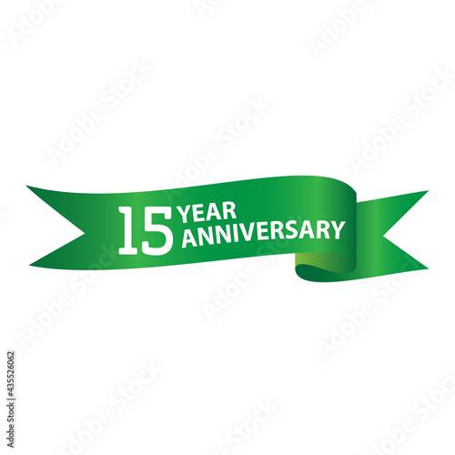 15 Years Anniversary Logo Green Ribbon