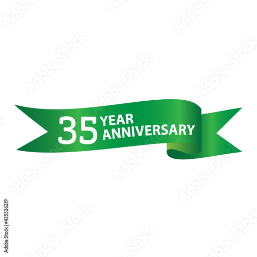 35 Years Anniversary Logo Green Ribbon