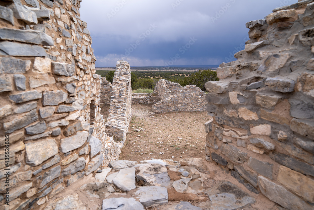 Ruins at Gran Quivira Ruins, an historical Spanish missions at Salinas Pueblo Missions National Monument New Mexico