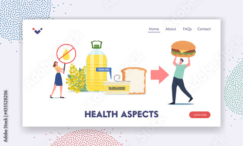 Health Aspects Landing Page Template. Stop Rapeseed Oil, Spread or Cholesterol Products. Unhealthy Trans Fats Eating
