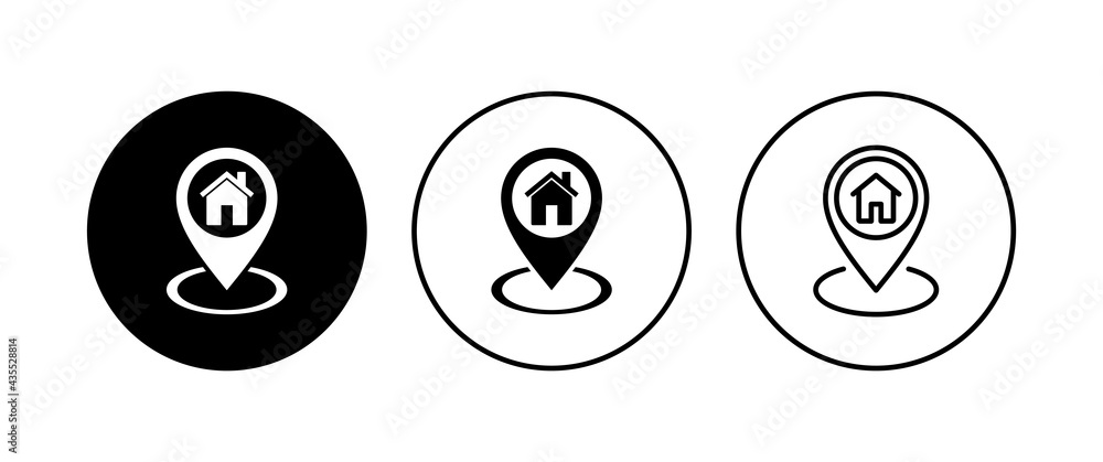 Address icon set. home location icon vector Address icon set. home location icon vector