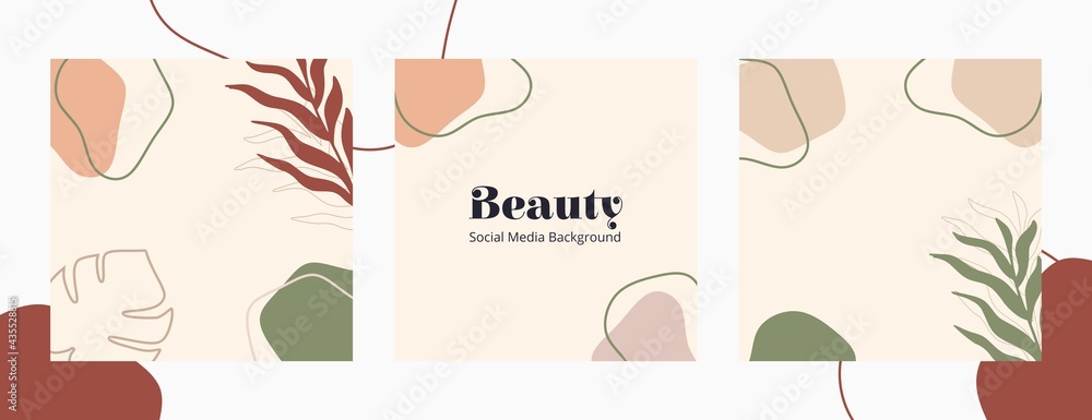 Organic Shapes and floral vector. Good for social media, beauty, skincare or fashion template.	
