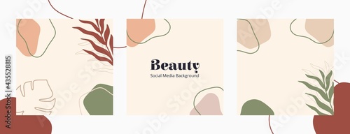 Organic Shapes and floral vector. Good for social media, beauty, skincare or fashion template.	
