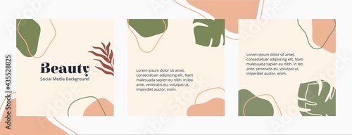 Organic shapes and floral vector. Good for social media, beauty, skincare, and fashion template.