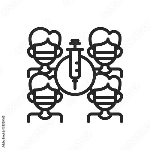 Coronavirus Vaccination, herd immunity outline icons. Vector illustration. Editable stroke. Isolated icon suitable for web, infographics, interface and apps.