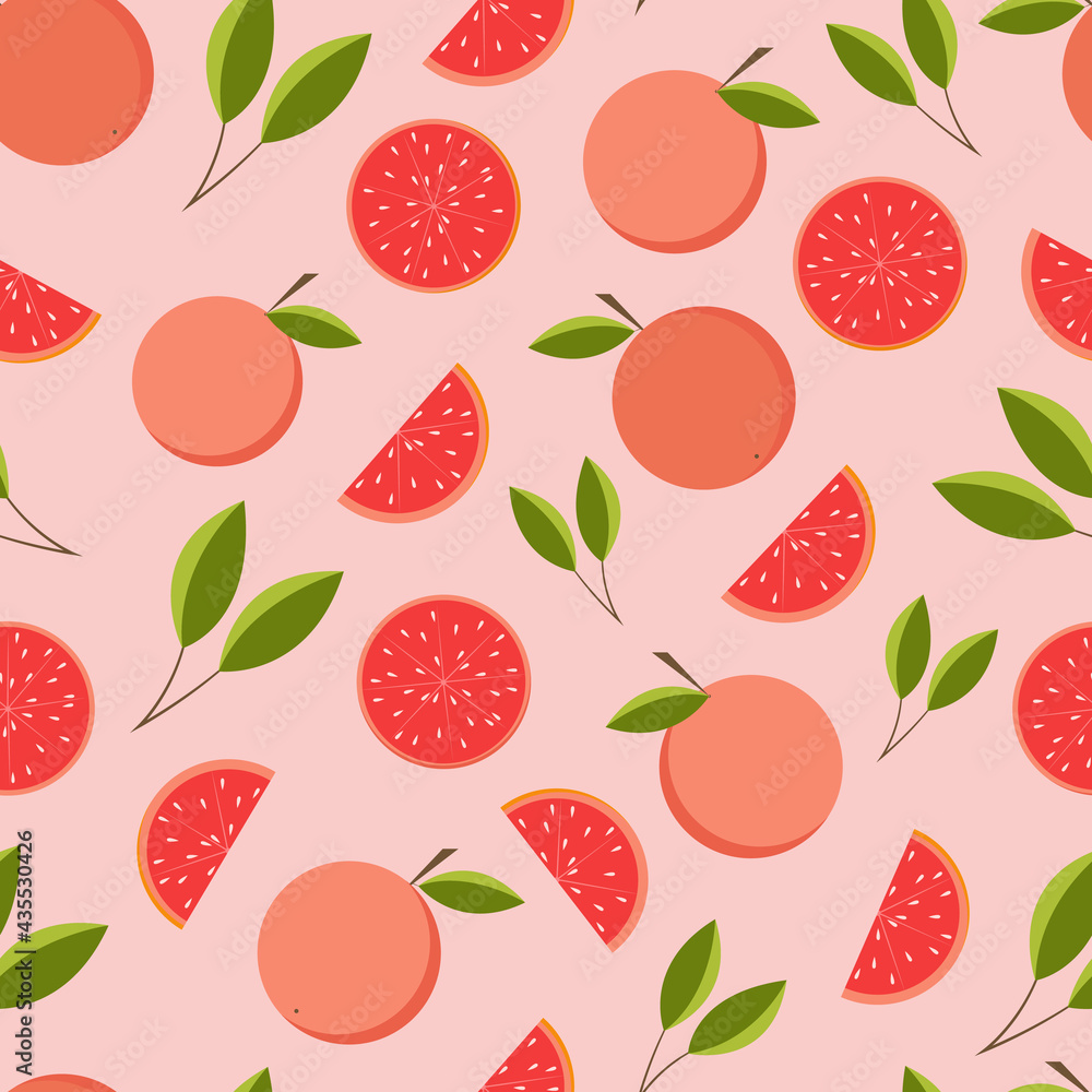 Vector seamless pattern with grapefruits, summer bright juicy print Vector seamless pattern with grapefruits, summer bright juicy print
