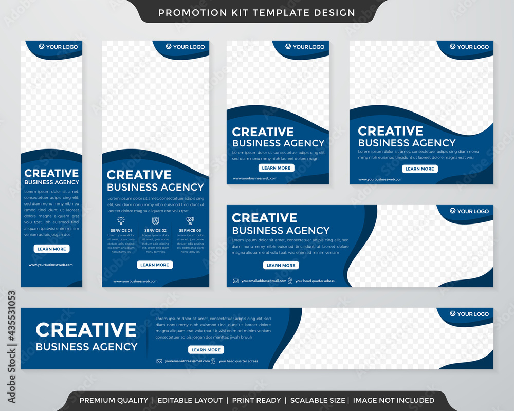 promotion kit template design with abstract style use for creative digital ads 