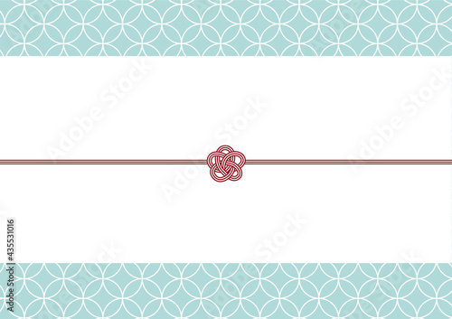 モダンでシンプルおしゃれな熨斗紙テンプレート　七宝文様　ブルー