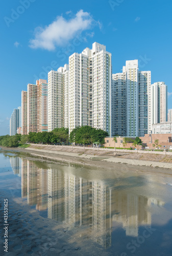 High rise residential building of public estate in Hong Kong city © leeyiutung