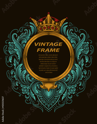 Vintage border frame with engraving ornament