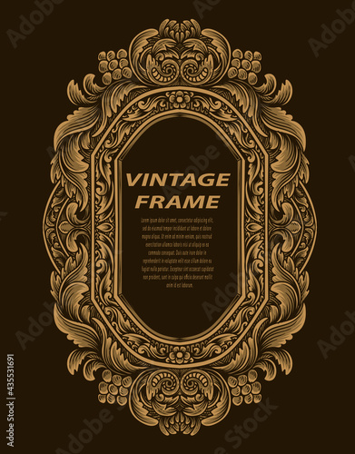 Vintage border frame with engraving ornament