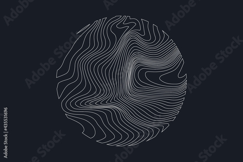 luxury Abstract vector wavy line background isolated circle of doodle hand drawn lines. Monochrome wave pattern. Coloring book page. Black white wallpaper.