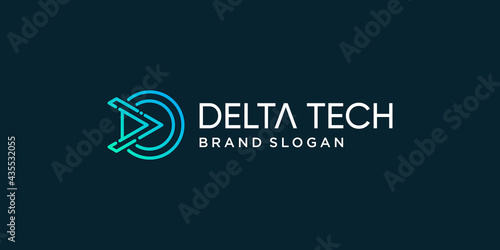 Delta tech logo template for company brand Premium Vector