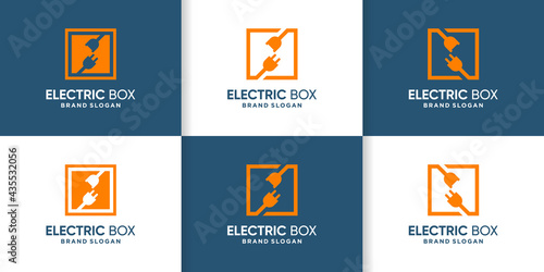 Electric logo collection with box concept Premium Vector