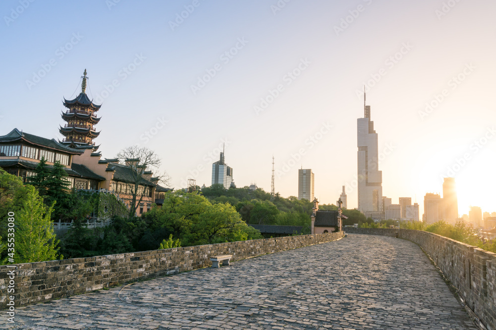 Obraz premium Gardening and retro architecture in Xuanwu Lake Park, Nanjing, Jiangsu, China