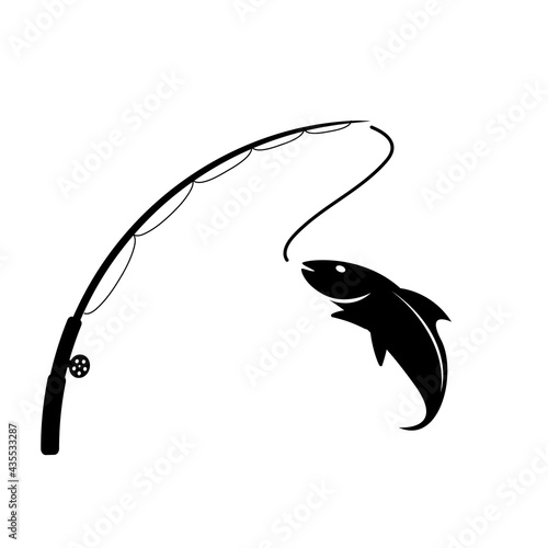 Fishing rod icon design template vector illustration isolated
