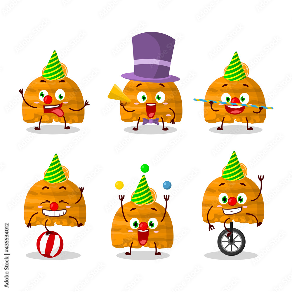 Obraz premium Cartoon character of orange ice cream scoops with various circus shows