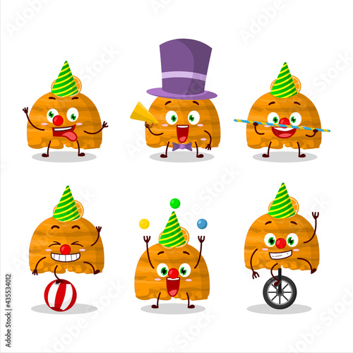 Cartoon character of orange ice cream scoops with various circus shows