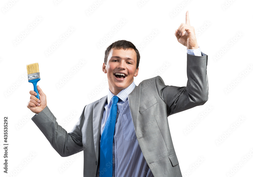 Creative businessman painter holding paintbrush