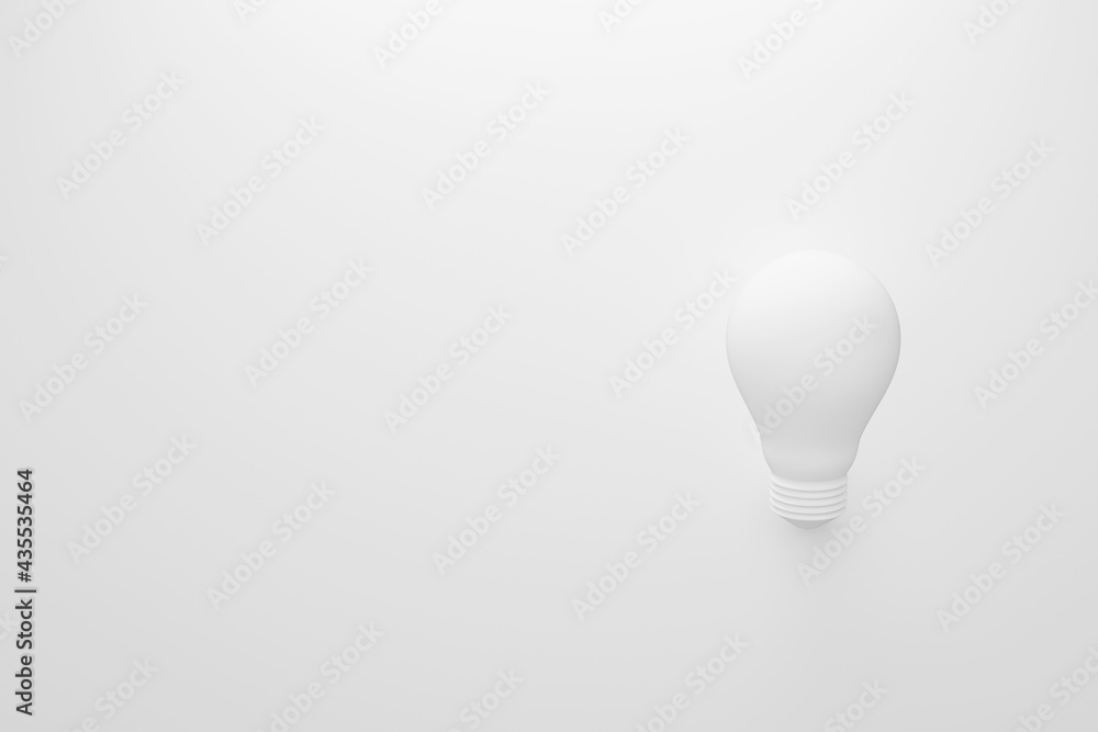 3d illustration. Light bulb white color on white background with copy space 3d illustration. Light bulb white color on white background with copy space
