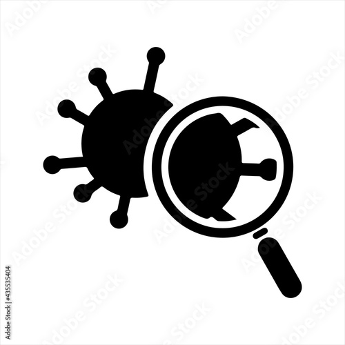 Virus, bacteria scan icon, vector and glyph