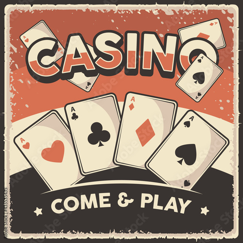 Retro vintage illustration vector graphic of Casino Card fit for wood poster or signage