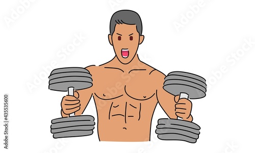 Man Lifting dumbbell vector illustration
