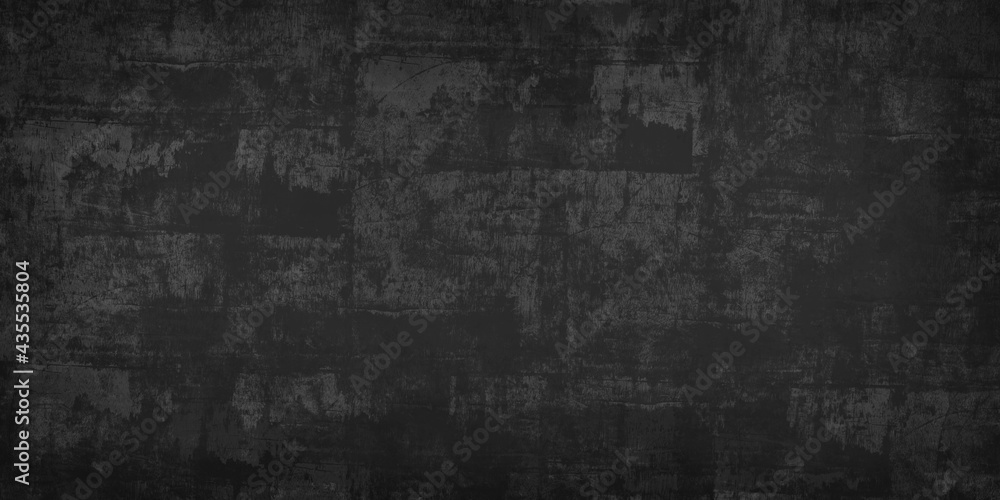 Naklejka premium Abstract Horizontal gray and black grunge texture concrete wall banner, blank background