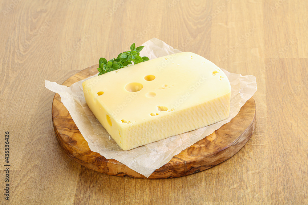 Maasdam cheese over the board