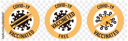 covid-19 vaccinated guarantee icon signage
